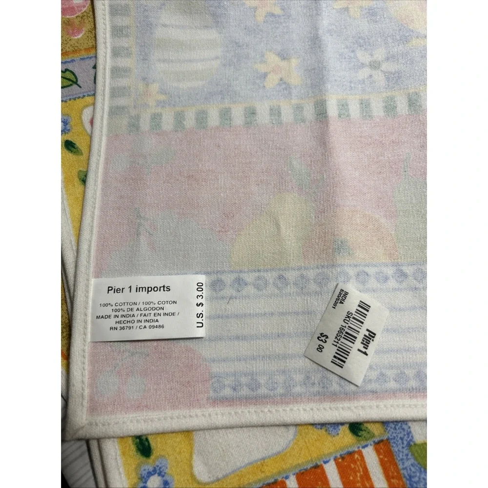 Pier One Imports Spring Easter Placemats Table Setting Bunny Rabbit Pastels 4ct